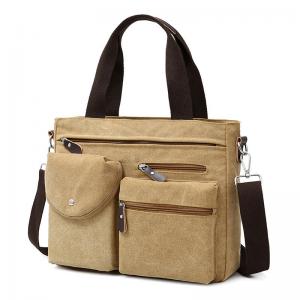 China Washable Mens Canvas Briefcase Laptop Bag For 11.6 / 14 Inch Notebook Computer wholesale