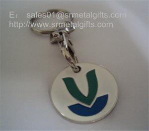 China Shopping cart trolley coin key chain, zinc alloy supermarket trolley coins, China factory, wholesale