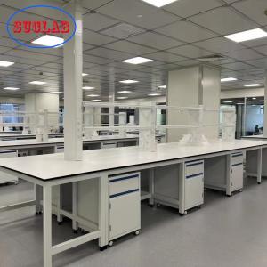 China Anti Corrosion Chemistry Lab Workbench Island With Cold Rolled Steel Frame wholesale