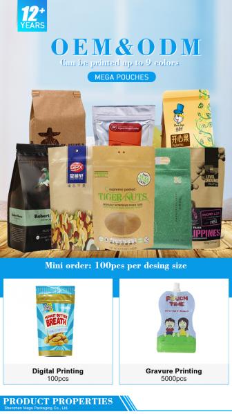 Recyclable hot sale stand up pouch biodegradable brown kraft paper with valve coffee bag