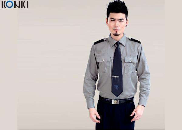 Cotton Grey Security Guard Uniform With Long Sleeve Work Shirts
