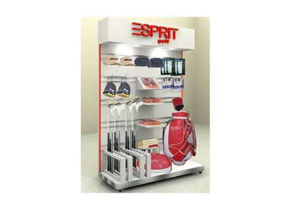 Sports Shop Wall Display Case , Wall Mounted Shelving Units For Displaying Bags Shoes Socks