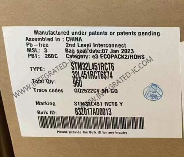 Quality STM32L451RCT6 Microcontroller MCU 32Bit Single Core Microcontrollers 80MHz Embedded MCU for sale