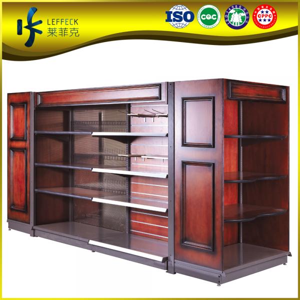 Quality Luxury Solid wooden clothes display racks ,supermarket garment display shelf for sale