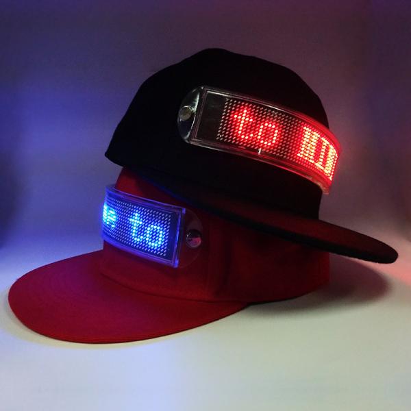 Quality Flashing scrolling message LED cap which canbe changed the message by client's phone for sale