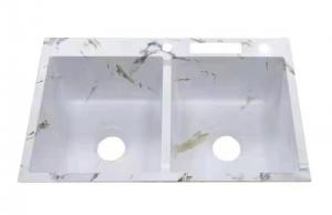 China 830*500mm Stainless Steel Handmade Kitchen Sink With Knife Shelf White Marbling Color wholesale