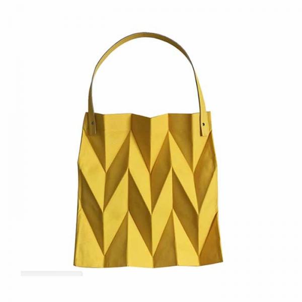 Quality Popular Women Recycled Shopping Bag Rhomboidal Pleated Shape Medium Size for sale
