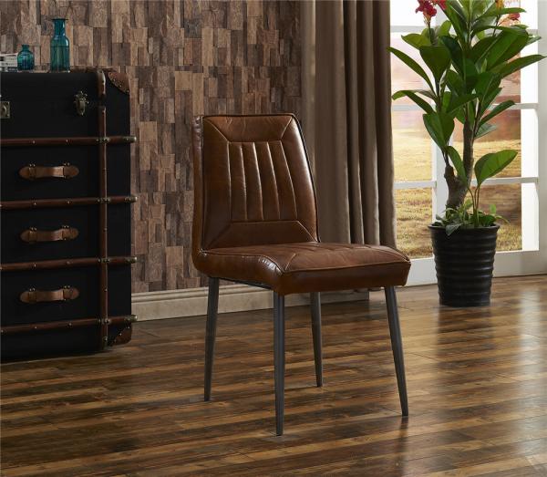 Quality Contemporary Brown Leather Dining Room Chairs Super Soft Sponge American Style for sale
