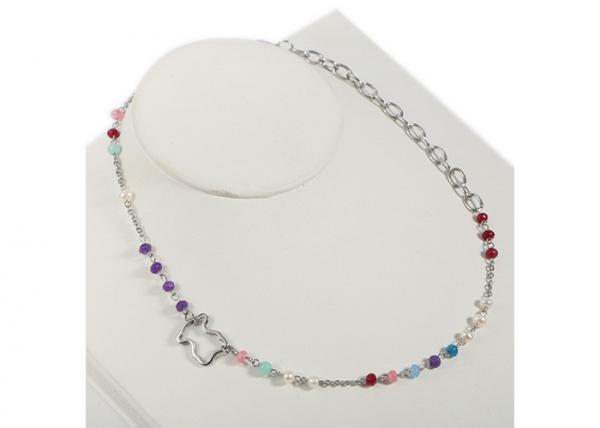 Quality Two Style Stainless Steel Bead Chain Necklace Handmade Gemstone Jewelry For Girls for sale