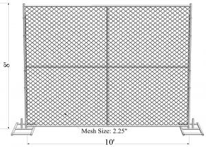 China 8'x14' chain link fence panels pipe 41.2mm chain link mesh 57mm x 57mm x 3.00mm hot dipped galvanized 2 oz/ft2 610 g/m wholesale