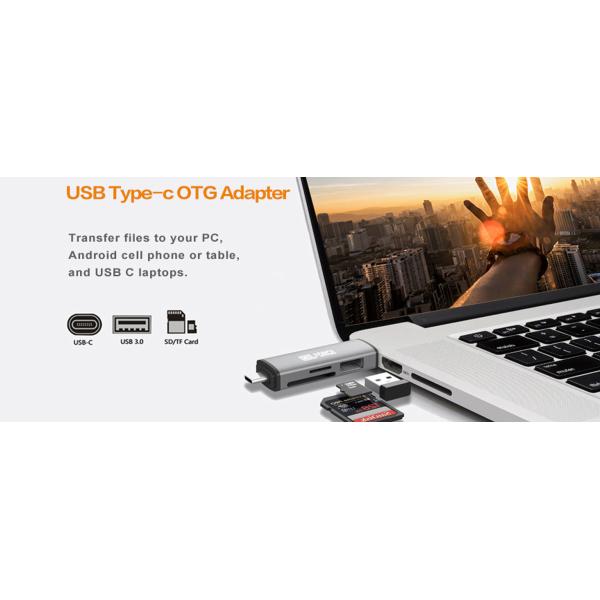 Dual Port USB 3.0 Type C OTG HUB With SD Micro SD Memory Card Reader Metal Housing
