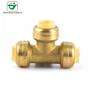 China 1/2''X1/2''X1/2'' Push Fit Pipe Fittings Brass Tee Connector on sale