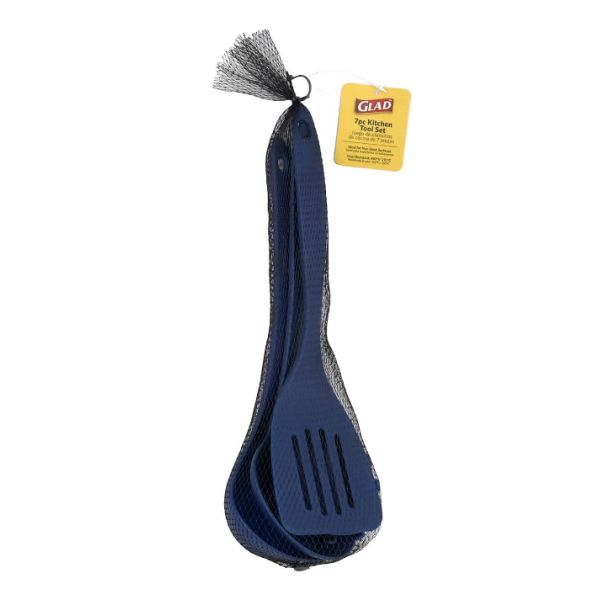 Cooking kitchen utensil set-7 pieces,suitable for non-stick cookware,blue