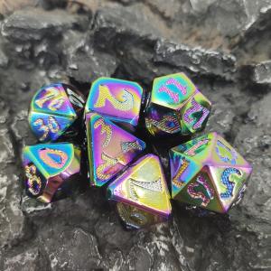 China RPG Dice DND Neat Sharp Process Die Casting Polyhedron Mini Dice Set Dazzling Color for rpg game wholesale