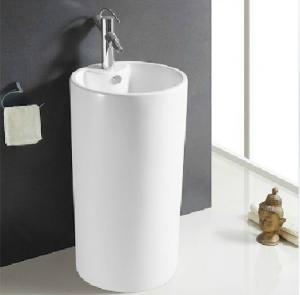 China Freestanding bathroom suite basin with pedestal wholesale