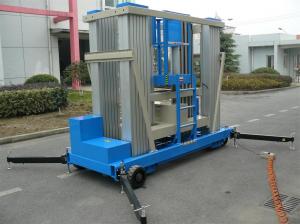 China Aluminum Alloy Push Around Vertical Mast Lift 22 M Motor Driven For Window Cleaning on sale