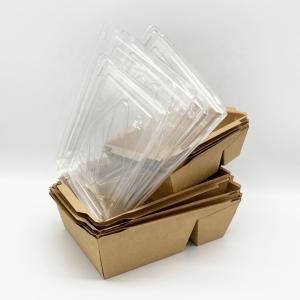 China Craft Paper Disposable Takeaway Containers With Transparent Plastic Cover wholesale
