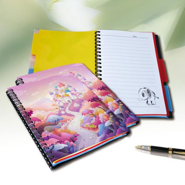 400 DPI PET / PP A6 3D Lenticular Notebook / Spiral Diary Book