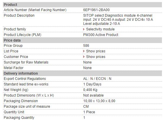 6EP1961-2BA00 6EP1 961-2BA00 Siemens Diagnose Module