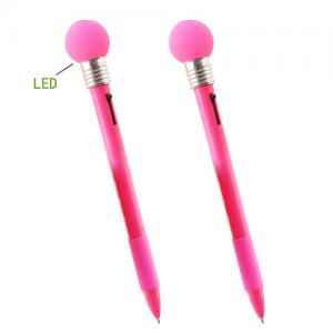 Personalized Novelty Pens For Kids Pink With LED Light
