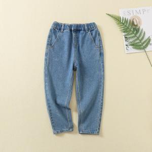 China New Design Kids Denim Jeans Full Length Black Blue Jeans Boys Elastic Waist Pants Children