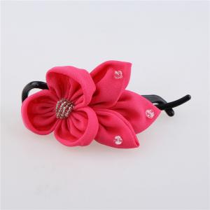 China Various Sizes Fabric Flower Hair Accessories Red Satin Flower Hair Clips Durable on sale