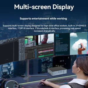 DDR5 Home Office Mini PC With Fan Dual LAN 4 Screen Display 2 M.2 SSD Desktop