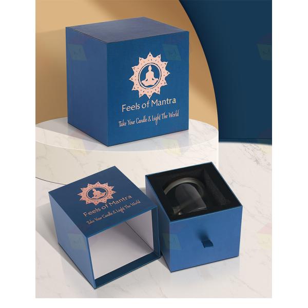 Handmade Rigid Cardboard Paper Custom Logo Luxury Sliding Drawer Scented Candle Gift Box Packaging With Foam Insert