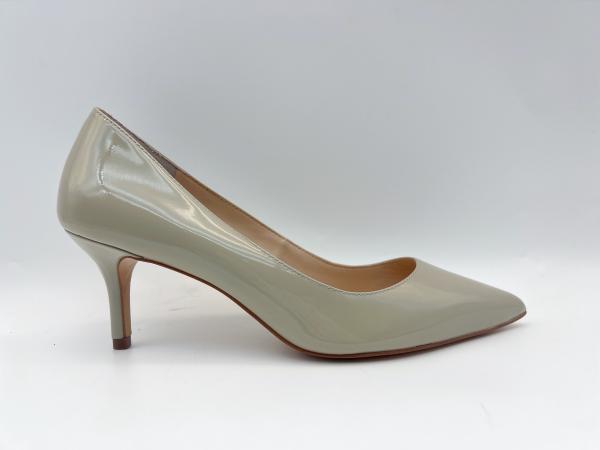 Quality Soft Patent Leather Women Pumps Shoes Bone 3cm Pointed Toe Low Heel Pumps for sale