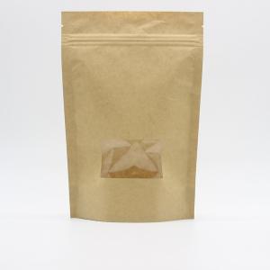 China Doypack See Through Pouches 180 Microns Brown Paper Bags With Clear Window wholesale