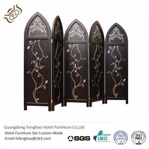 China Fanshaped Hand Golden Painting Decorative Folding Screens Vintage Partition Hinges wholesale