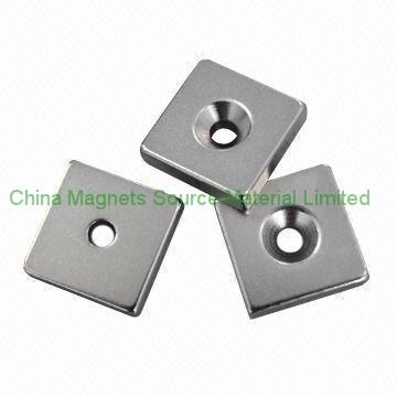 Quality N45 NdFeB Block Magnet with Countersunk Hole for sale