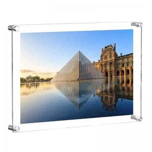 China Plexiglass Brochure Acrylic Wall Standoff Sign Holder Floating Frameless Photo Frame Collage on sale