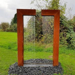 China Contemporary Design Double L Metal Water Feature Corten Steel Water Fountain wholesale
