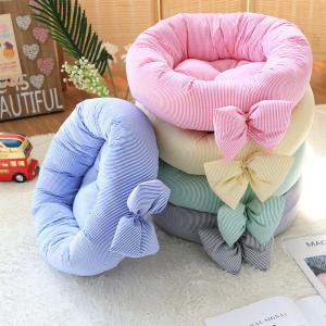 China  				Cute Bows Stripes Dog Beds Cotton Flocked Round Pet Cushion 	         on sale