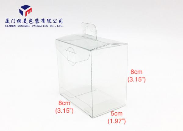 Quality 8*8*5cm Clear Plastic Box Packaging , Clear PET Box With Hang Strip On Top for sale