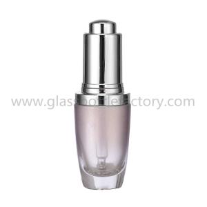 China 30ml New Model Colored Glass Serum Bottle With Press Dropper wholesale