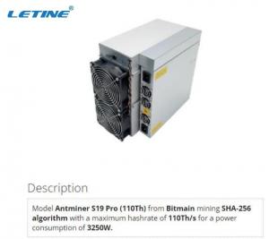 China Sha256 BTC Miner Bitmain Antminer S19 PRO 110Th Used S19A Pro 110T Bitcoin on sale