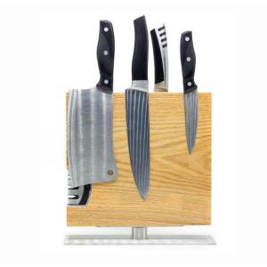 China Oak Magnetic Knife Holder Set with Magnetic Holder and Knife Sharpener Sustainable Design on sale