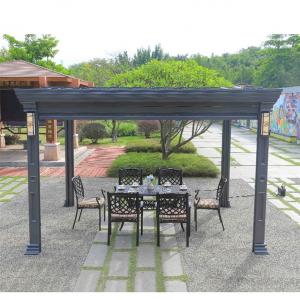 China Faux Wood Grain Aluminum Patio Pergola Forest Garden Landscape Pavilion With Canopy on sale