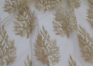 China Embroidered Tree Gold Sequin Lace Fabric By The Yard For Wedding Bridal Evening Dress wholesale