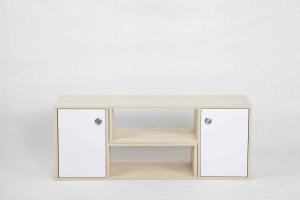 China White Oak L Shape Modern Wood Furniture Cabinet Set With Drawer And 2 Shelves wholesale