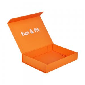 China Rectangle Orange Rigid Paper Magnetic Gift Box Packaging Product Foldable wholesale