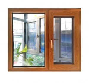 China Double Swing Interior Casement Window Door Wood Look UPVC wholesale