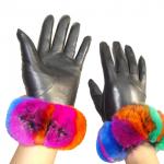 Fashion Lamb Fur Genuine Womens Soft Leather Gloves With Custom Size