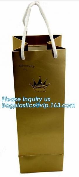 design luxury white custom brown craft recycle wine bottle carrier christmas packing hand bag gift shopping printed pape