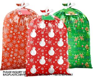 China Large Christmas Gift Bags Oversized Christmas Bags 44X36 Large Size Plastic Gift Bags With Tag & Tie, Jumbo Large wholesale