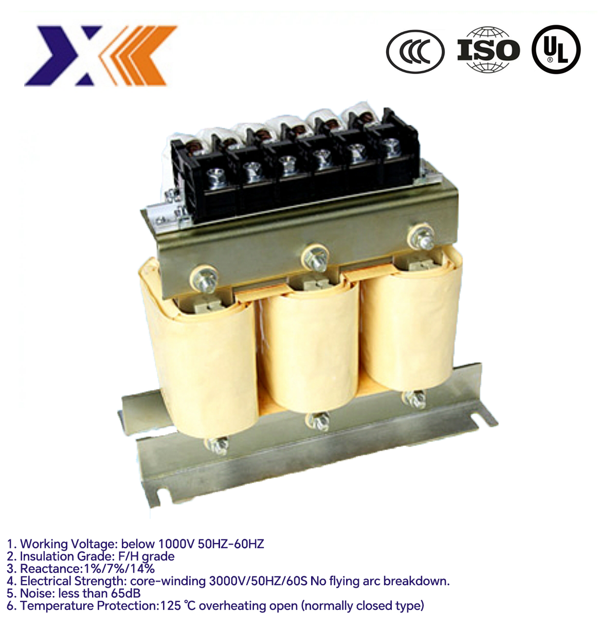 High Linearity 5kvar-40kvar Filter Reactor Three Phrase Power Reactor 25-45C Advantage