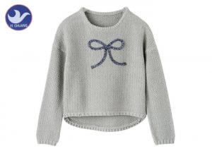 Anti - Wrinkle Girls Pullover Sweaters Butterfly Ribbon Scoop Neck Knitwear
