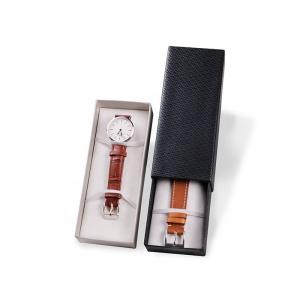 China Rigid Cardboard Watch Box Gift Packaging Strap Shape Watch Box With Drawer on sale